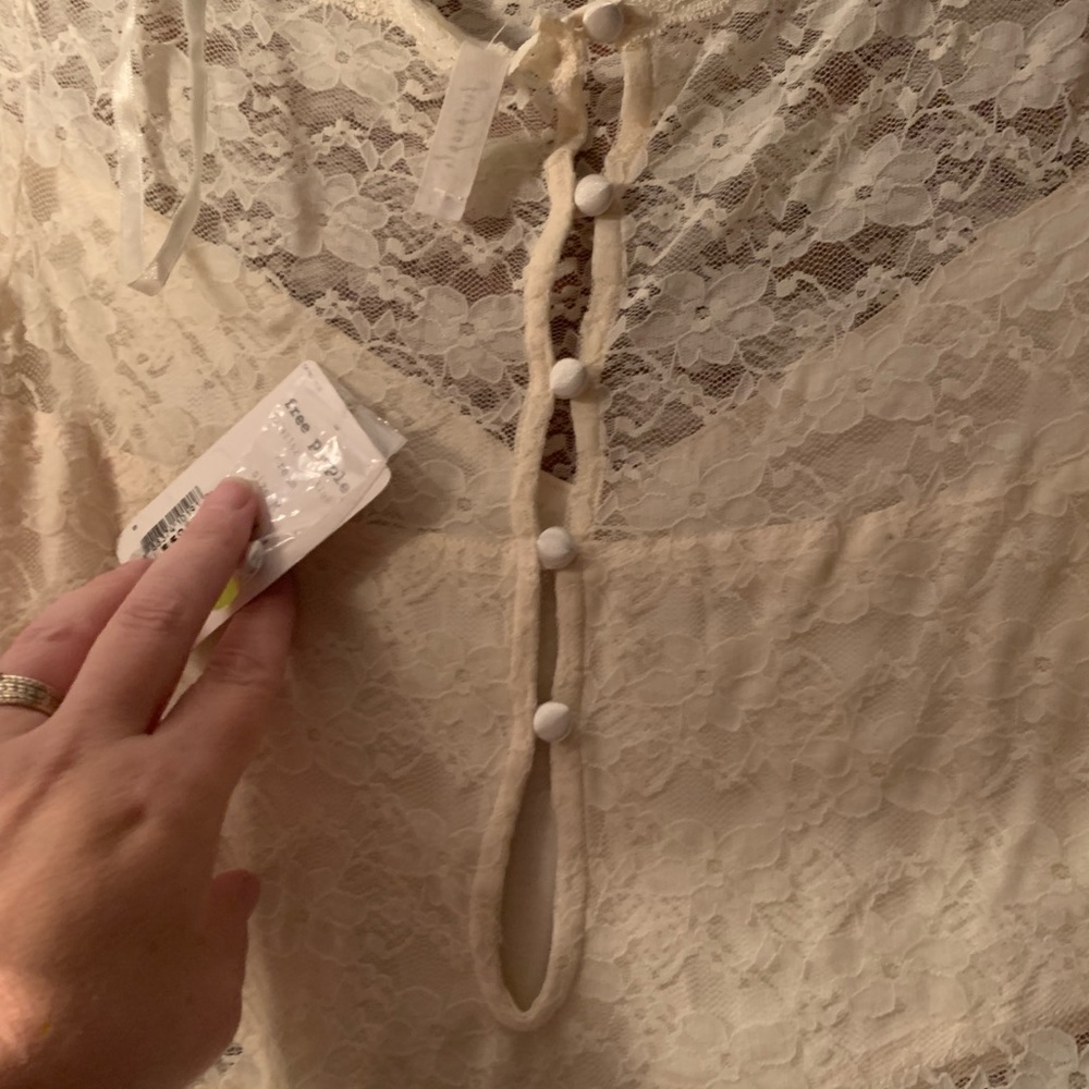 NWT FREE PEOPLE Lovely in Lace Bodycon Dress Cream - M - Picture 7 of 10